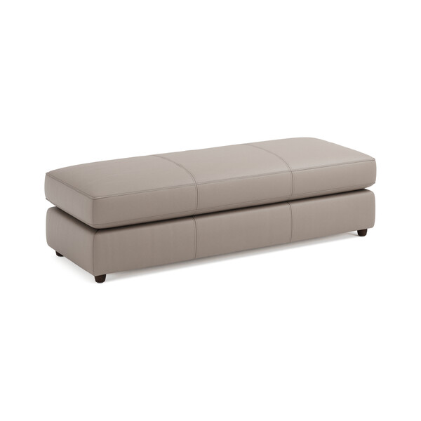 Oyster Leather Sofas - Large Fender Footstool - Marley Range - Oak Furnitureland