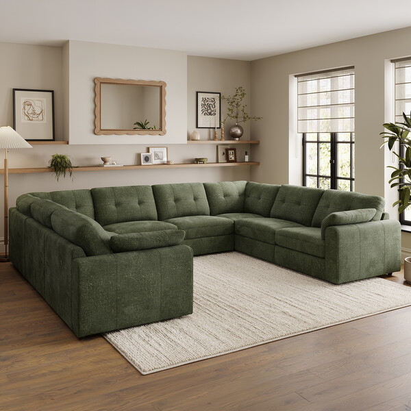 Pine Fabric Sofas - Modular 8 Seater U-Shape Sofa - Marley Range - Oak Furnitureland