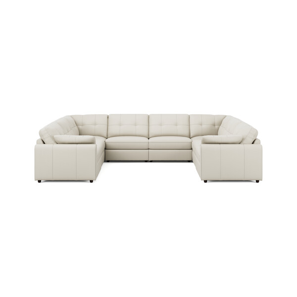 Bone China Leather Sofas - Modular 8 Seater U-Shape Sofa - Marley Range - Oak Furnitureland