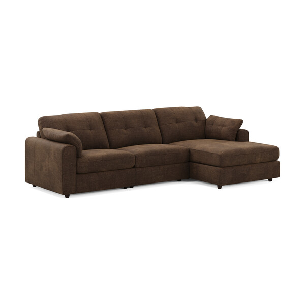 Chocolate Fabric Sofas - 3 Seater Right Hand Chaise Sofa - Marley Range - Oak Furnitureland