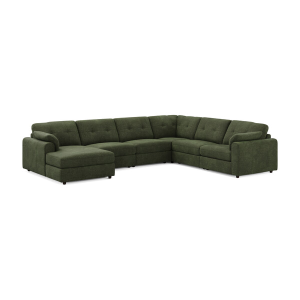 Pine Fabric Sofas - 6 Seater Left Hand Corner Sofa with Chaise - Marley Range - Oak Furnitureland