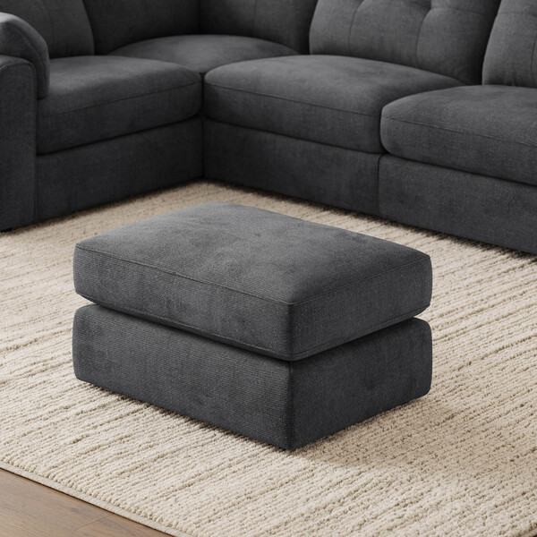 Charcoal Fabric Sofas - Small Fender Footstool - Marley Range - Oak Furnitureland