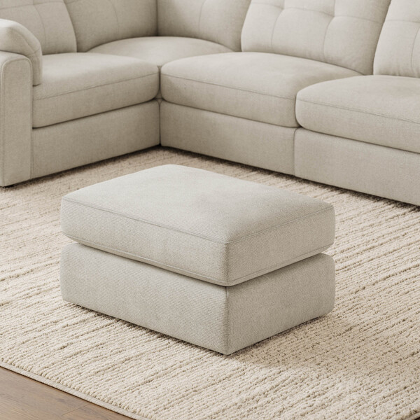 Ivory Fabric Sofas - Small Fender Footstool - Marley Range - Oak Furnitureland