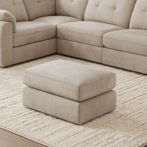 Natural Fabric Sofas - Small Fender Footstool - Marley Range - Oak Furnitureland