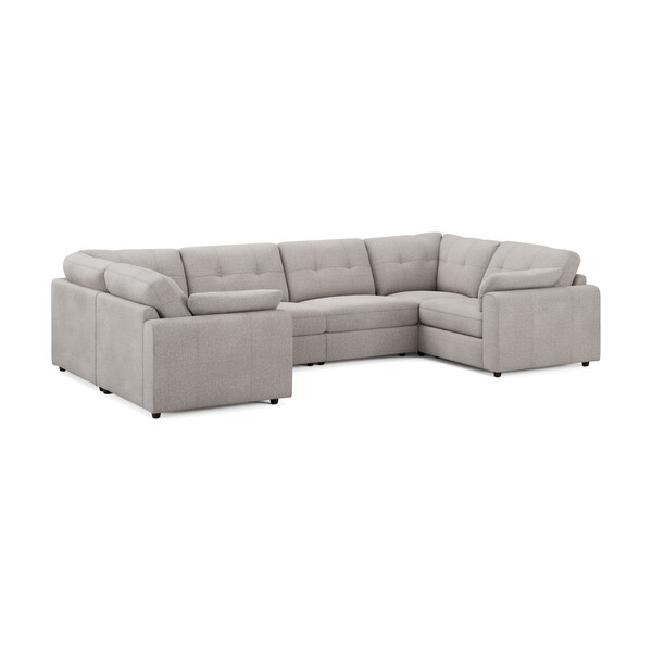 Stone Fabric Sofas - Modular 6 Seater U-Shape Sofa - Marley Range - Oak Furnitureland