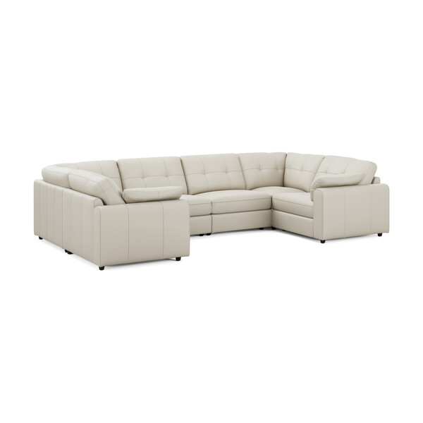 Bone China Leather Sofas - Modular 6 Seater U-Shape Sofa - Marley Range - Oak Furnitureland