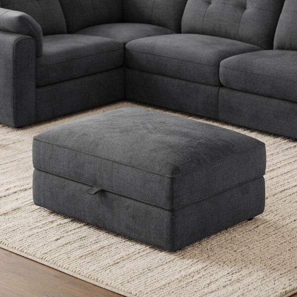 Charcoal Fabric Sofas - Storage Footstool - Marley Range - Oak Furnitureland