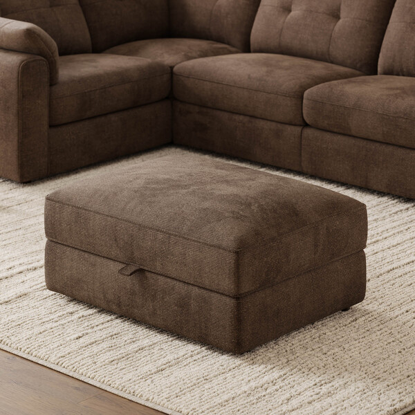 Chocolate Fabric Sofas - Storage Footstool - Marley Range - Oak Furnitureland