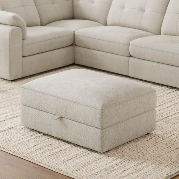Ivory Fabric Sofas - Storage Footstool - Marley Range - Oak Furnitureland