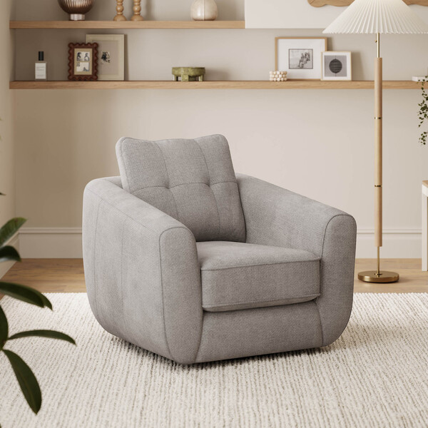 Stone Fabric Sofas - Swivel Chair - Marley Range - Oak Furnitureland