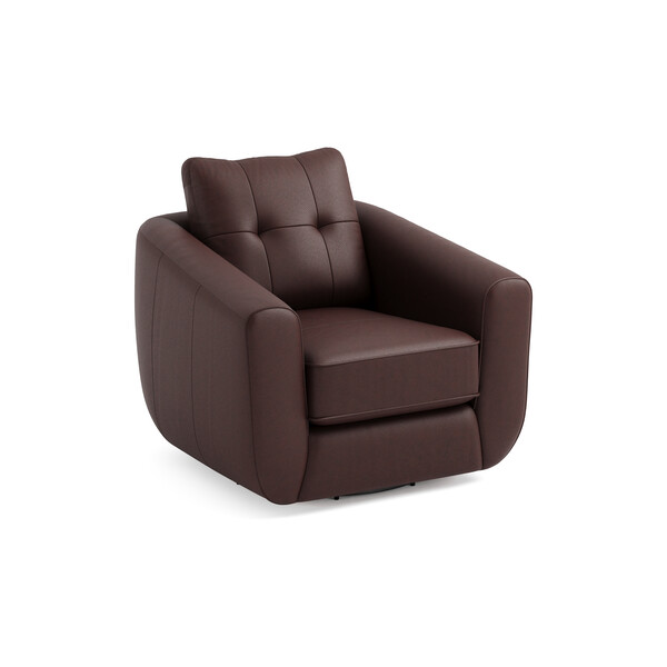 Chestnut Leather Sofas - Swivel Chair - Marley Range - Oak Furnitureland