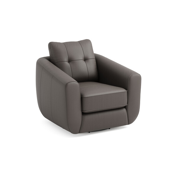 Elephant Grey Leather Sofas - Swivel Chair - Marley Range - Oak Furnitureland
