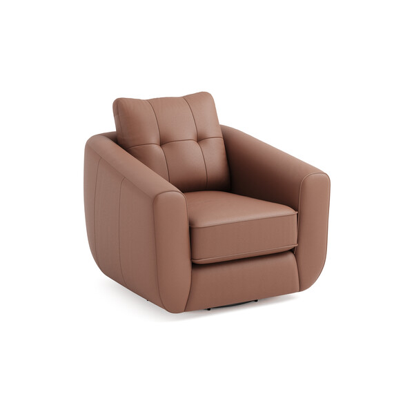 Mocha Mouse Leather Sofas - Swivel Chair - Marley Range - Oak Furnitureland