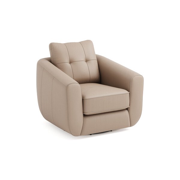 Mushroom Leather Sofas - Swivel Chair - Marley Range - Oak Furnitureland