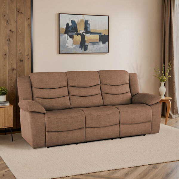 Plush Brown Fabric Sofas - 3 Seater Sofa - Marlow Range - Oak Furnitureland