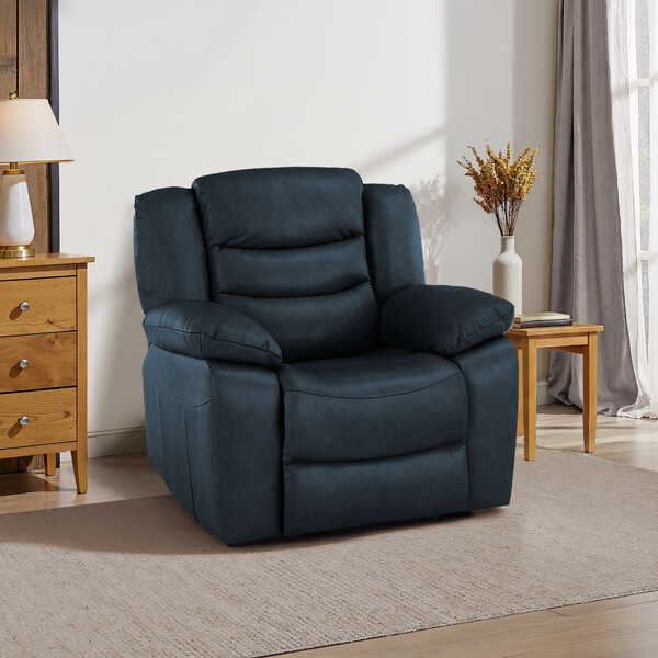 Blue Leather Sofas - Armchair - Marlow Range - Oak Furnitureland