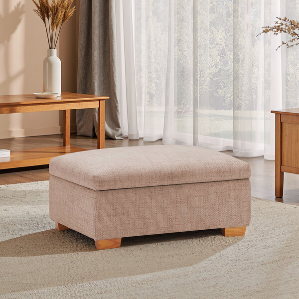 Jetta Beige Fabric Sofas - Storage Footstool - Marlow Range - Oak Furnitureland