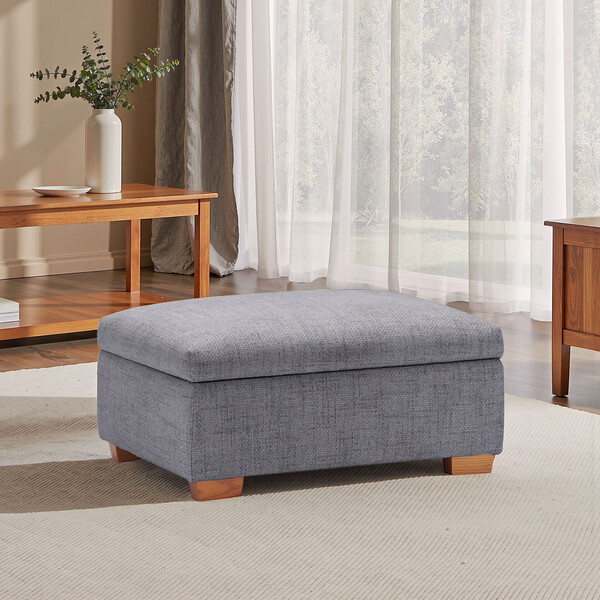 Santos Steel Fabric Sofas - Storage Footstool - Marlow Range - Oak Furnitureland