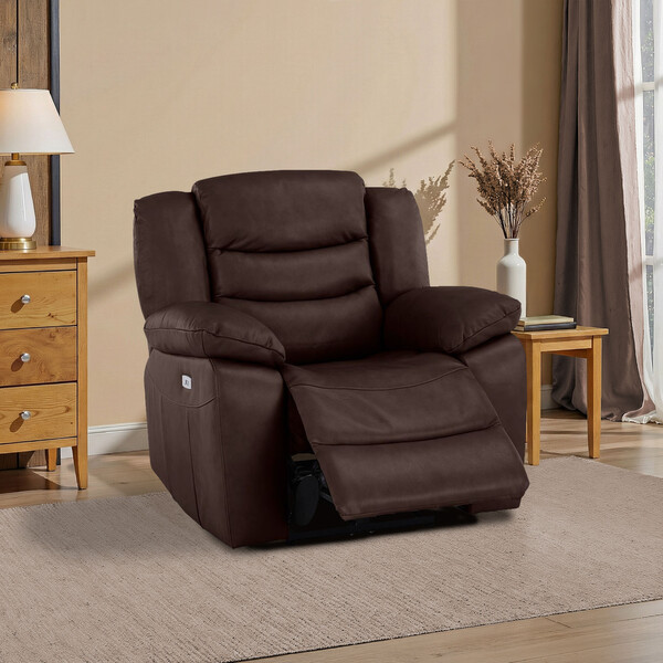 Two Tone Brown Sofas - Electric Recliner Armchair - Marlow Range - Oak Furnitureland