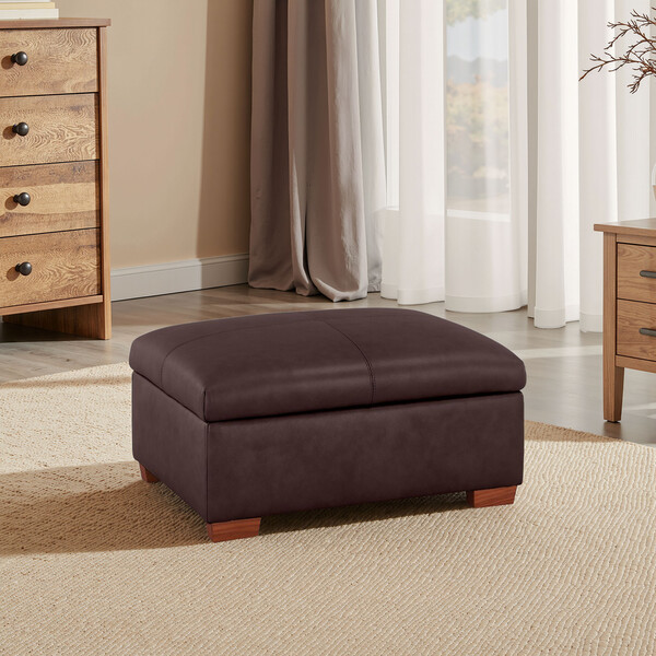 Two Tone Brown Leather Sofas - Storage Footstool - Marlow Range - Oak Furnitureland