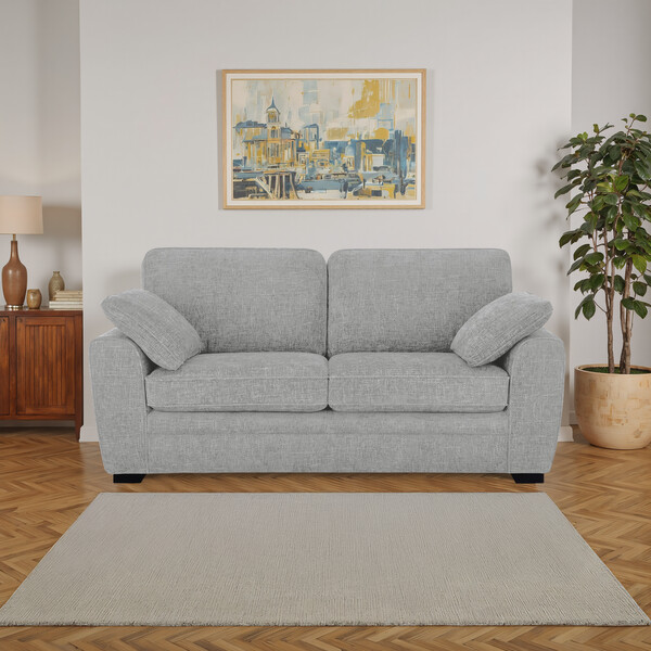 Silver Fabric Sofas - 3 Seater Sofa - Melbourne Range - Oak Furnitureland