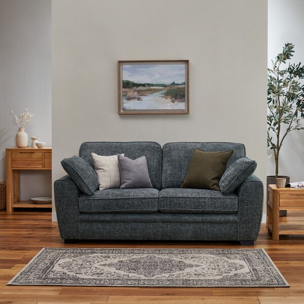 Slate Fabric Sofas - 3 Seater Sofa - Melbourne Range - Oak Furnitureland