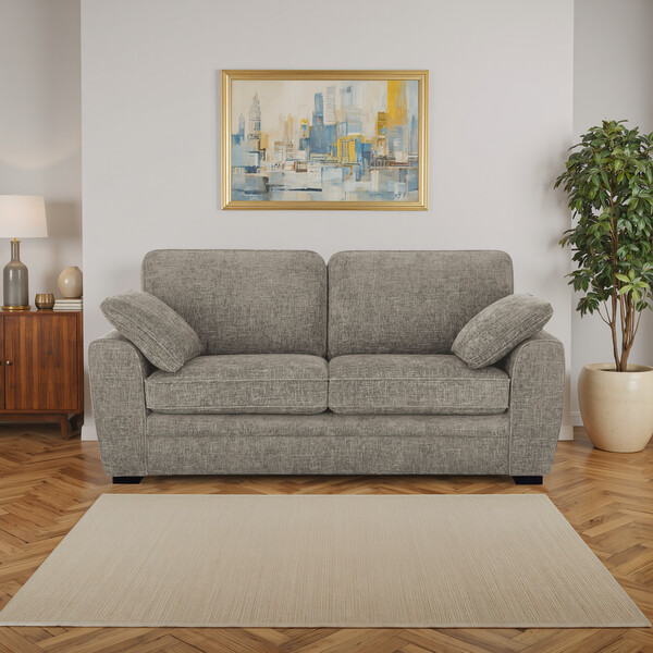Stone Fabric Sofas - 3 Seater Sofa - Melbourne Range - Oak Furnitureland