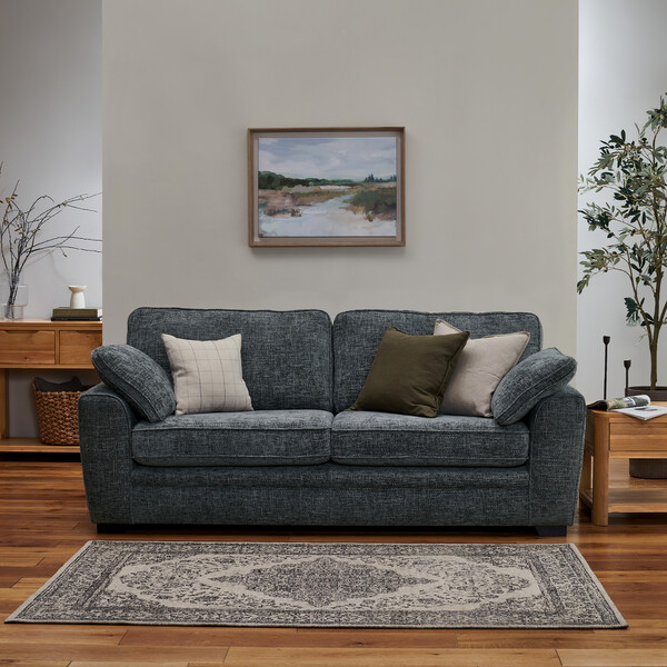Slate Fabric Sofas - 4 Seater Sofa - Melbourne Range - Oak Furnitureland