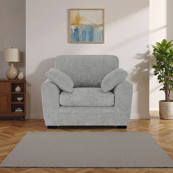 Silver Fabric Sofas - Armchair - Melbourne Range - Oak Furnitureland