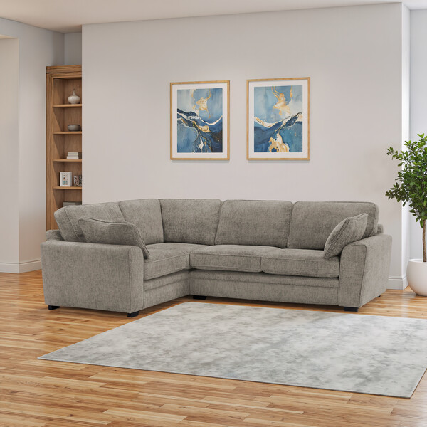 Stone Fabric Sofas - Corner Sofa Right Hand - Melbourne Range - Oak Furnitureland