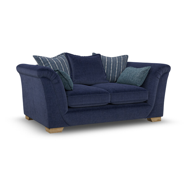 Milldale 2 Seater Pillow Back Sofa in Garda Atomic Fabric with Navy Scatters - Oak Furnitureland