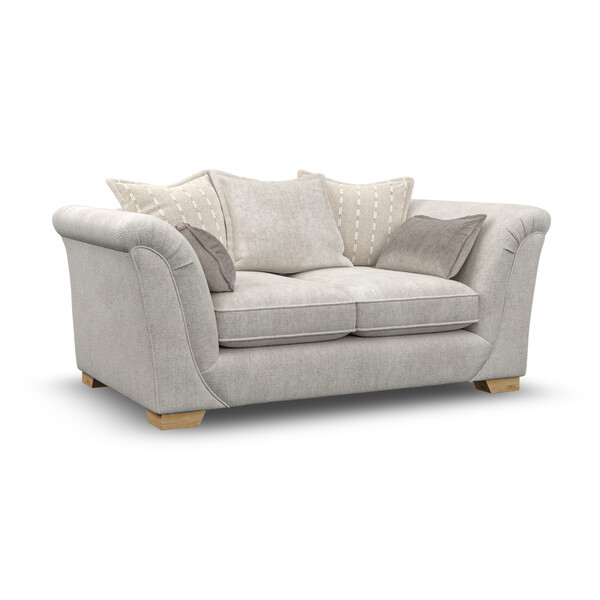 Milldale 2 Seater Pillow Back Sofa in  Milo Ivory Fabric with Linen Scatters - Oak Furnitureland