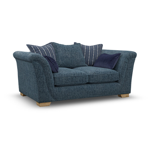 Milldale 2 Seater Pillow Back Sofa in  Milo Navy Fabric with Navy Scatters - Oak Furnitureland