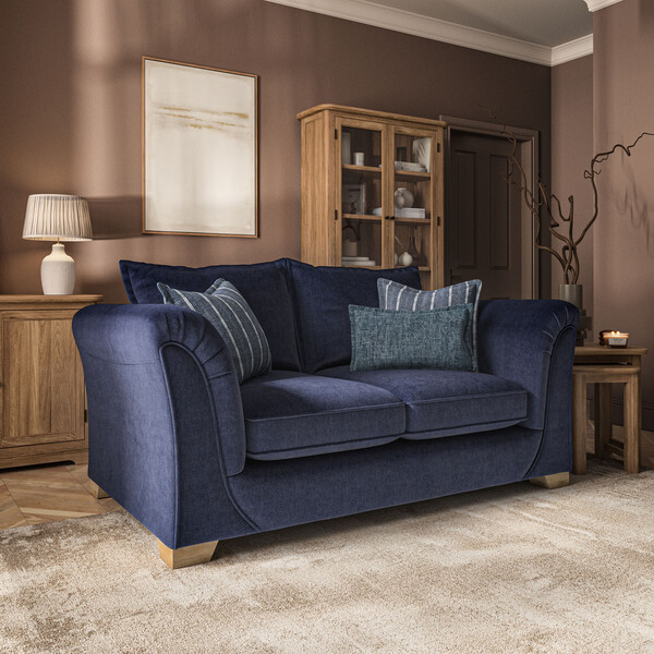 Milldale 2 Seater Sofa in Garda Atomic Fabric with Navy Scatters - Oak Furnitureland