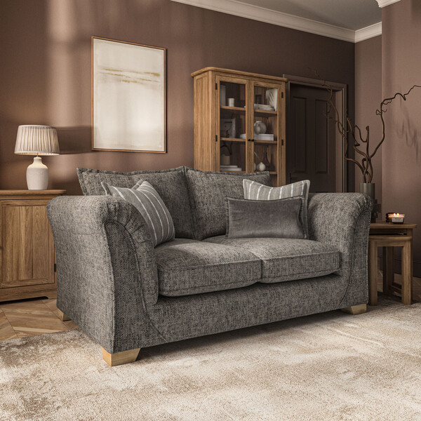 Milldale 2 Seater Sofa in  Milo Mocha Fabric with Earth Scatters - Oak Furnitureland