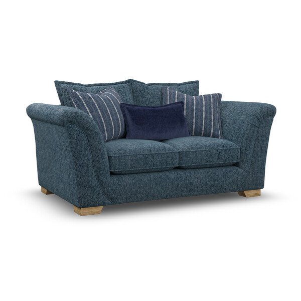 Milldale 2 Seater Sofa in  Milo Navy Fabric with Navy Scatters - Oak Furnitureland