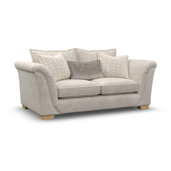 Milldale 3 Seater Sofa in Milo Cream Fabric with Linen Scatters - Oak Furnitureland