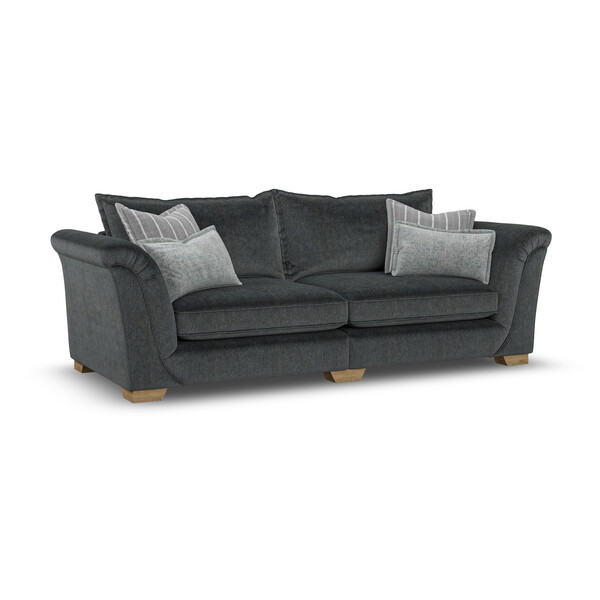 Milldale 4 Seater Sofa in Garda Carbon Fabric with Grey Scatters - Oak Furnitureland