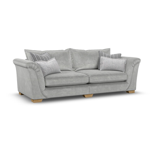 Milldale 4 Seater Sofa in Garda Showers Fabric with Grey Scatters - Oak Furnitureland
