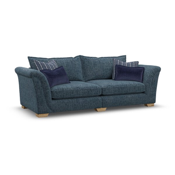Milldale 4 Seater Sofa in  Milo Navy Fabric with Navy Scatters - Oak Furnitureland