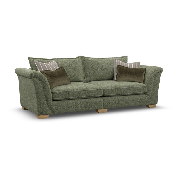 Milldale 4 Seater Sofa in Milo Olive Fabric with Earth Scatters - Oak Furnitureland