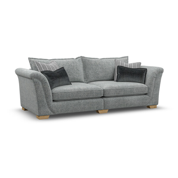 Milldale 4 Seater Sofa in Milo Pewter Fabric with Grey Scatters - Oak Furnitureland