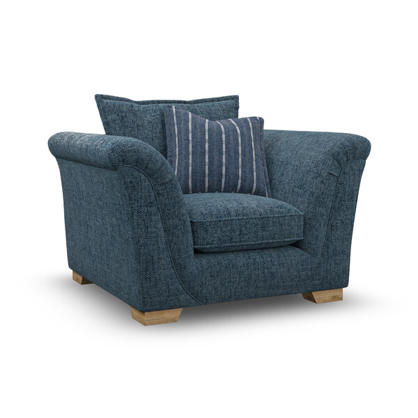 Milldale Armchair in  Milo Navy Fabric with Navy Scatters - Oak Furnitureland