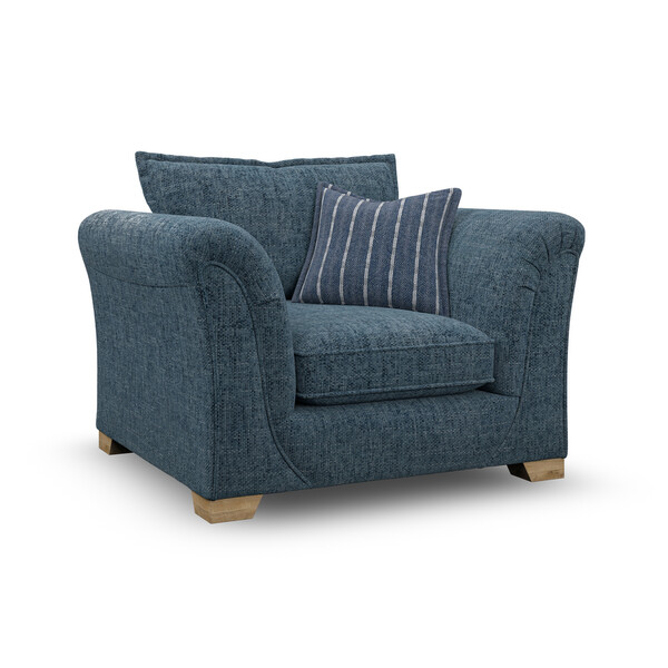 Milldale Armchair in  Milo Navy Fabric with Navy Scatters - Oak Furnitureland