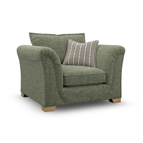 Milldale Armchair in Milo Olive Fabric with Earth Scatters - Oak Furnitureland