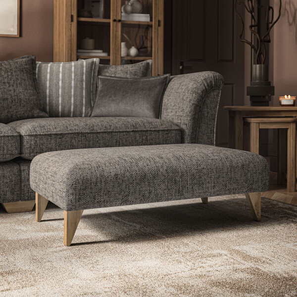 Milldale Footstool in Milo Mocha Fabric - Oak Furnitureland