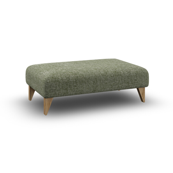 Milldale Footstool in Milo Olive Fabric - Oak Furnitureland
