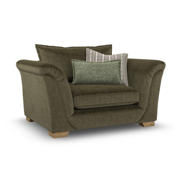 Milldale Loveseat in Garda Seaweed Fabric with Earth Scatters - Oak Furnitureland
