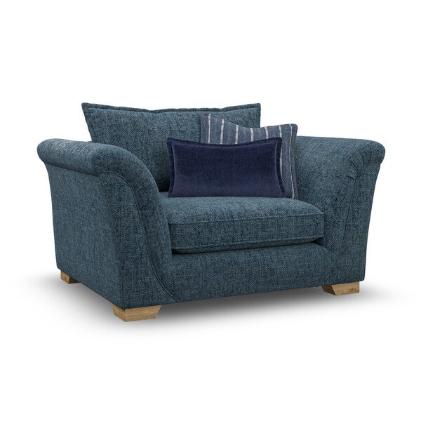 Milldale Loveseat in  Milo Navy Fabric with Navy Scatters - Oak Furnitureland