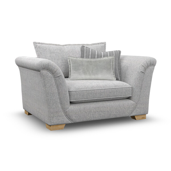 Milldale Loveseat in Milo Silver Fabric with Grey Scatters - Oak Furnitureland